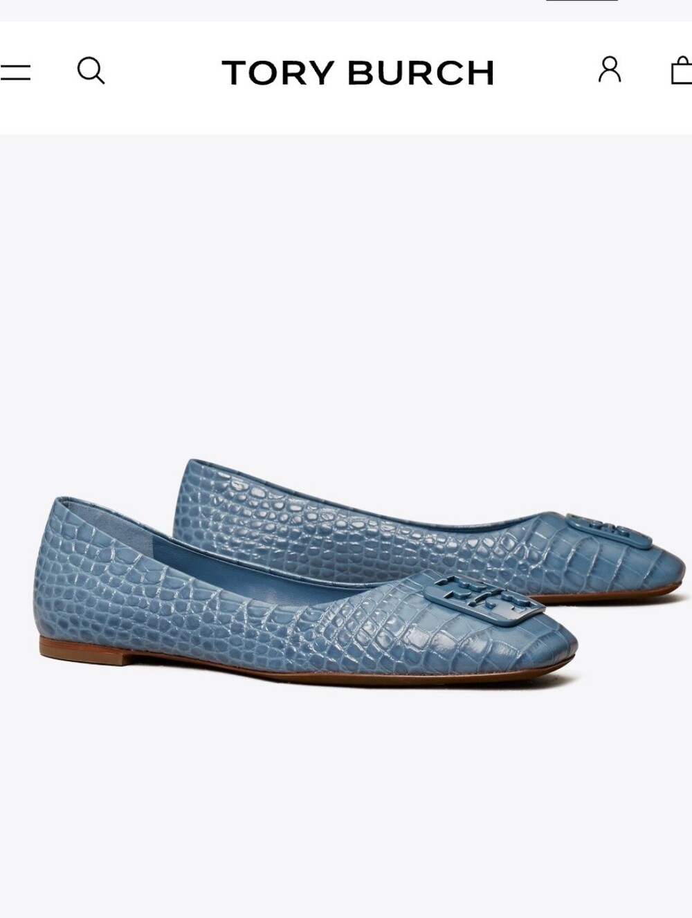 Tory Burch Georgia Croc Reptile Embossed Blue Size 9